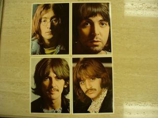 The Beatles White Album Photo Inserts Set Of 4 Pristine