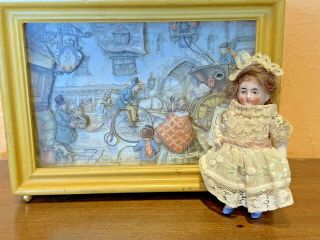 Antique 4” Bisque German/french ?? Mignonette Doll Marked On Head