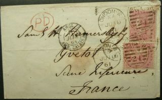 Gb 10 Jun 1861 Qv Postal Cover W/ 8d Rate From London To France - See