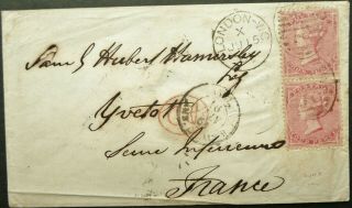 Gb 15 Jun 1861 Qv Postal Cover W/ 8d Rate From London To France - See