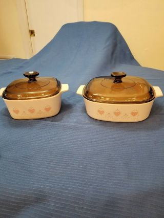 2 Corning Ware Forever Yours 1.  5 L & 2 L Casserole Pans Dishes A - 1 1/2 - B & A - 2 - B