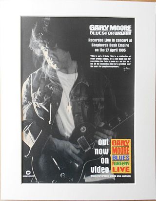 Gary Moore Blues For Greeny Live 1995 Music Press Poster Type Advert In Mount