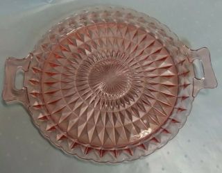 Vintage Jeannette Depression Glass Pink Windsor Handled Serving Platter