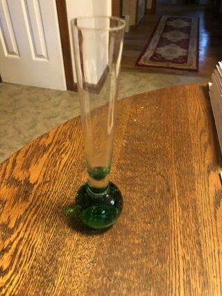 Art Glass Controlled Bubble PAPERWEIGHT Base VASE GREEN Bud Vase 3