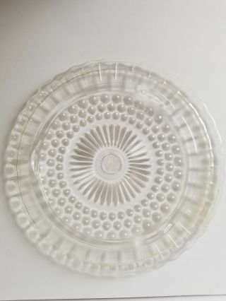 Vintage Footed Clear Glass Cake Plate Serving Platter Round Heavy Ornate