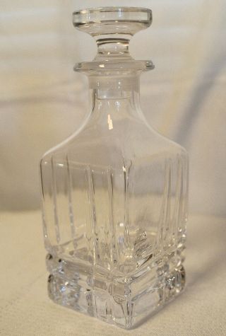 Vtg Miniature Square Geometric Cut Crystal Glass Decanter Bottle - 5 3/4 " X 2 1/8 "