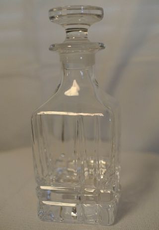 Vtg Miniature Square Geometric Cut Crystal Glass Decanter Bottle - 5 3/4 
