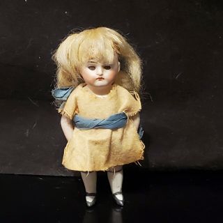 Rare Antique German All 4 " Bisque Miniature Kestner Doll 208 Glass Sleep Eyes