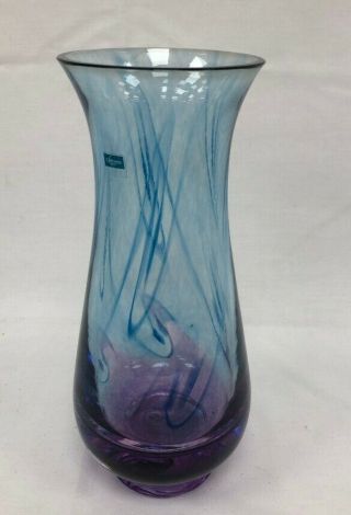 Caithness Art Glass Purple Swirl Design Tulip Shape Vase 9 " Hand Crafted 612
