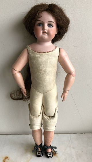 Antique 15” Armand Marseille 370 German Bisque Doll Leather Body Jointed Arms