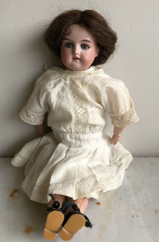 Antique 15” Armand Marseille 370 German Bisque Doll Leather Body Jointed Arms 2
