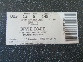 David Bowie / Morrissey - Ticket - London Wembley - 17 Nov 1995 - Outside Tour