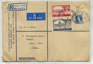 29274 Gb Jul 1967 Registered Airmail Cover To Usa Qeii 2/6d,  5/ - Castle