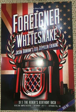 Foreigner Whitesnake Jason Bonham Concert Poster Atlanta,  Ga 7/7/2018