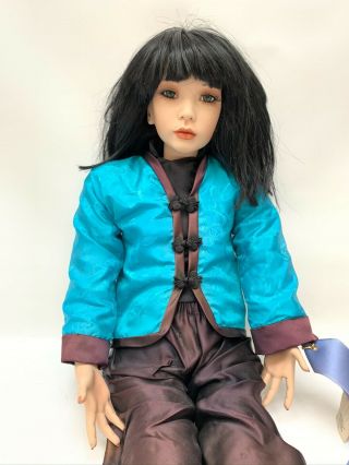 Vintage 28” Porcelain Doll Asian Beauty Soft Poseable Body Anne Pace Signed Ooak