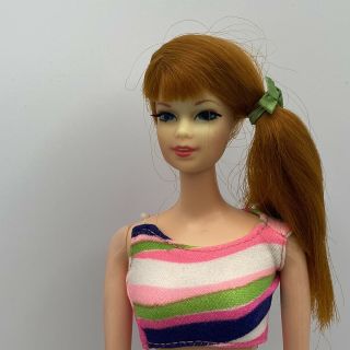 Vintage 1968 Talking Stacey Barbie Doll In Swimsuit With Stand Mute