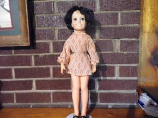 Ideal 1970 Tressy Doll Crissy Family Vintage Rare Black Hair Green Eyes