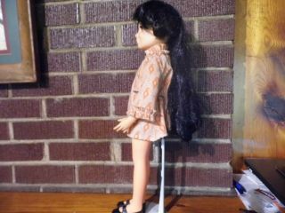 Ideal 1970 Tressy doll Crissy family vintage rare black hair GREEN EYES 2