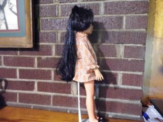 Ideal 1970 Tressy doll Crissy family vintage rare black hair GREEN EYES 3