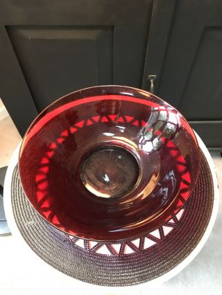 Vintage Anchor Hocking 11 - 1/2” Royal Ruby Red large Salad Bowl 3