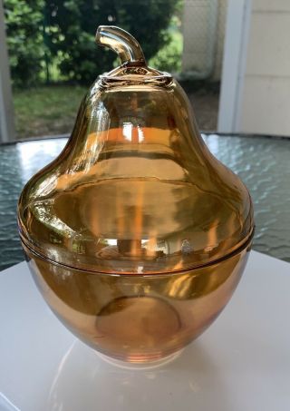 Vintage Jeanette Marigold Carnival Glass Pear Jar