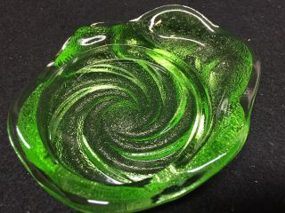 Green Vaseline Glass Divided Relish Tray Dish Uranium Ashtray Coaster Glow Neon