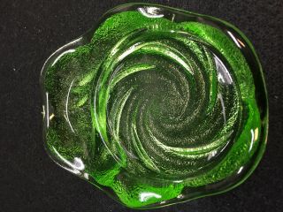 green Vaseline glass divided relish tray dish uranium ashtray coaster glow neon 2