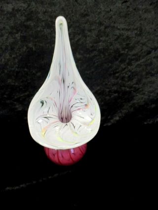 Murano Glass Coloured - Pink,  Green & White Swirl Vase / Ornament 10 " Vgc (a1)