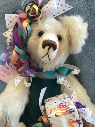 Vintage Hand Made Mohair Bear Wandabear - Happy Birthday Bear 1