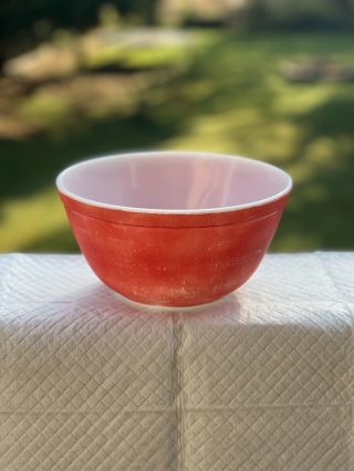 Vintage Pyrex Primary Red Mixing Nesting Bowl 402 Glass 1 1/2 Quart