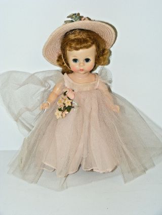 Madame Alexander Doll Southern Belle Pink Dress 8” Hat Flower Antique