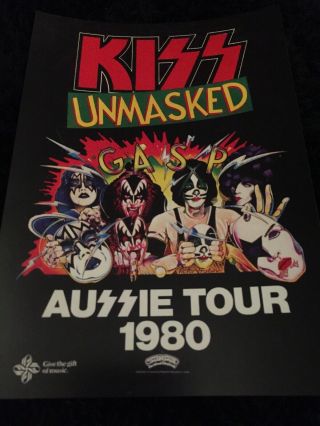 Kiss Unmasked 1980 Australian Tour Poster Reprint (a4 Glossy Card)