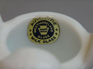 Westmoreland White Milk Glass Owl Toothpick Holder LABEL 3