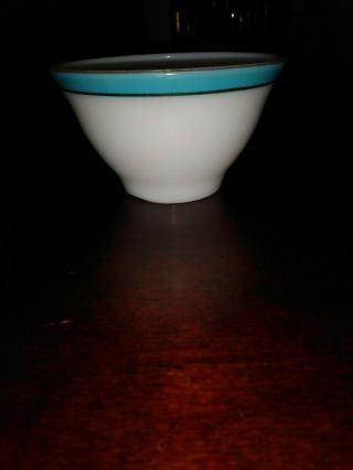 Vintage Pyrex White/turquoise Blue/gold Trimmed Sugar Bowl
