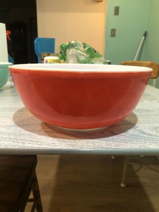 Vintage Pyrex Mixing Bowl Red 404 4 Quart Large Collectible Nesting Bowl