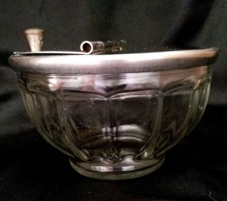 Vintage Glass Sugar Bowl With Stainless Steal Hinged Lid