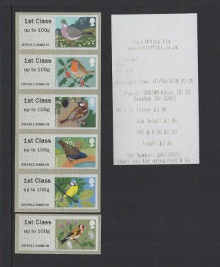 Birds 1 Wincor York 1st Class Set Of 6 Scarce With Receipt Post Go L191