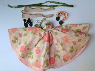 1958 Vogue Jill Jan Doll Outfit 3180 Strapless Apricot Flowered Print Dress