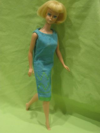 Vintage Barbie 1965 American Girl Bend Leg Pale Blonde Pageboy Tlc Doll In Dress