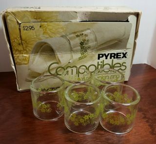 Vintage Pyrex Spring Blossom Green Glass Napkin Rings Set Of 11