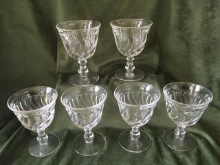 Set Of 6 Fostoria Glass Colony 2412 Clear Footed Water Goblets - 5 - 3/8 " - Swirl