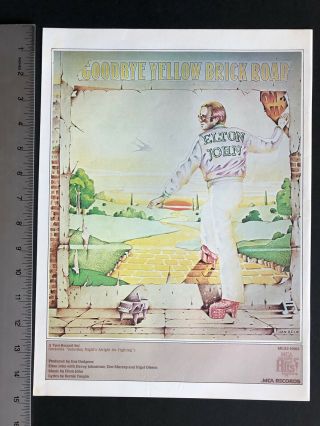 Elton John 1973 11x14” Album Release “goodbye Yellow Brick Road” Ad