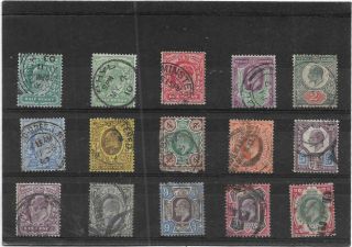 British Stamps King Edward 7th 1902 - 10 Set Of 15 To One Shilling Good - Fine