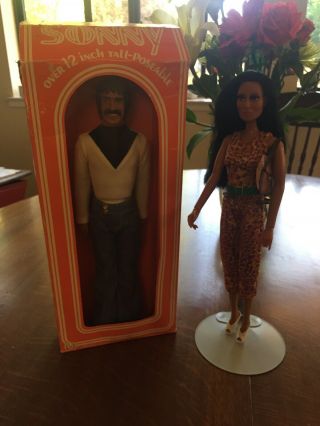 Vtg 1976 Mego Sonny & Cher 12 " Dolls Cher As Laverne,  Sonny In Outfit