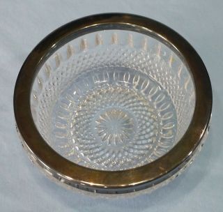 Vintage Lead Crystal Candy Nut Bowl Silver Plate Rim