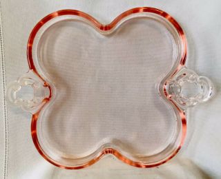 Cambridge Cleo Decagon Pink Depression Glass Tray Plate Holder 7”