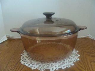 Vintage Corning Visions Amber 4.  5 L Dutch Oven Stock Pot W/lid - Usa