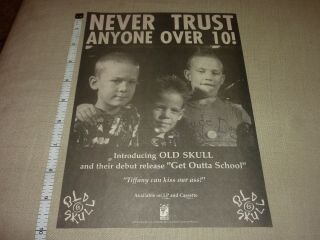 Old Skull Band Print Ad Newsprint Clipping Skate Punk Get Outta School