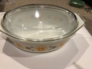 Vintage Pyrex Town & Country Deep Oval Casserole Dish 2 1/2 Qt With Cover