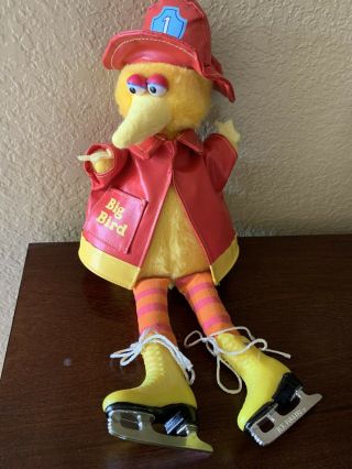 Vintage Knickerbocker Big Bird Plush Sesame Street Fireman W/ Ice Follies Skates